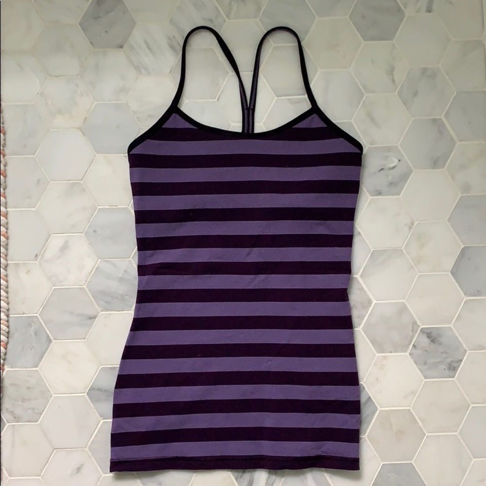 Lululemon Power Y Tank Purple Striped, size 6